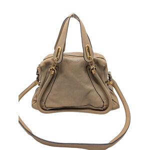 Chloe Calfskin Beige Neutral Leather Medium Paraty Shoulder Bag